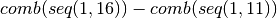 comb(seq(1,16)) - comb(seq(1,11))